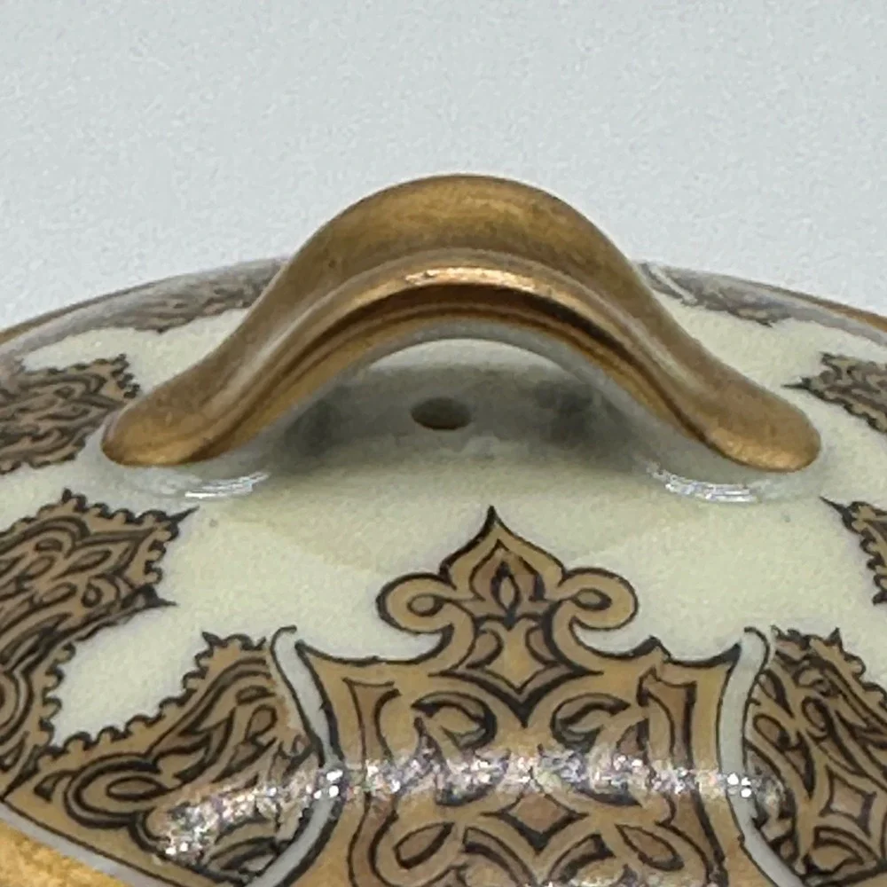 Haviland Limoges France Antique Porcelain Teapot Gold Scroll Cream